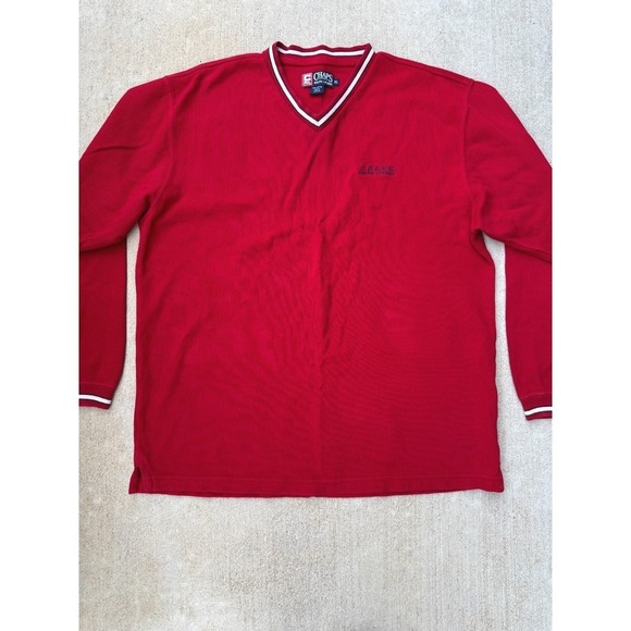 VTG Chaps Ralph Lauren Sweater Mens XL Red V-Neck Knit Pullover Preppy Collegiat - Picture 2 of 8
